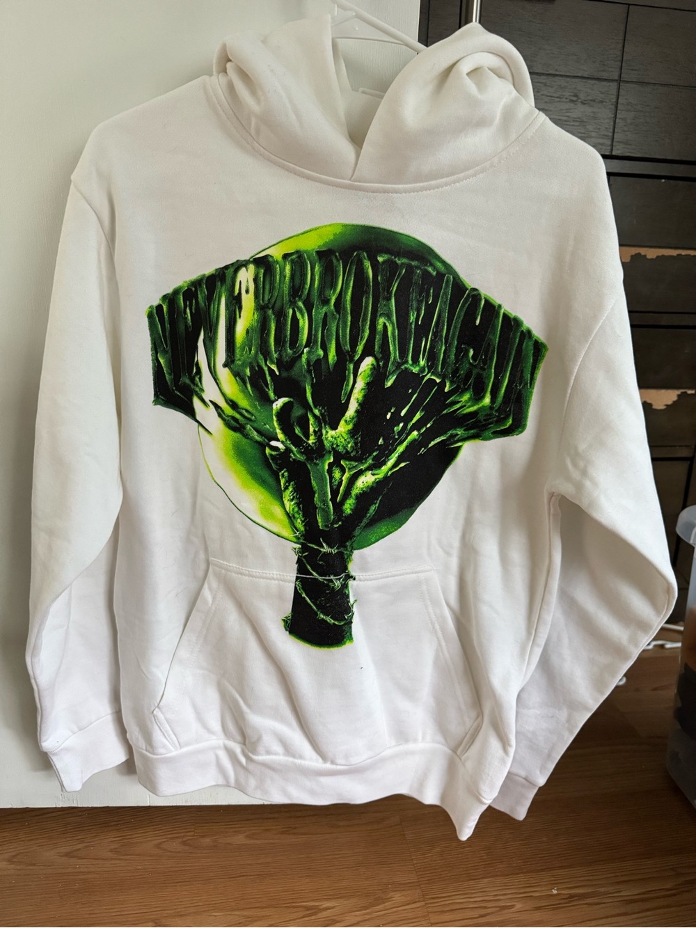 VLONE White Hoodie with Neon Green Black Graphic